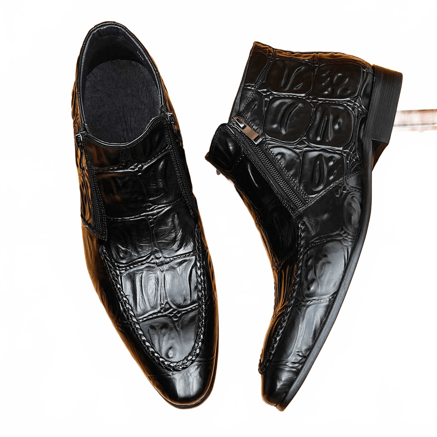 fashion mens leather boots zip up Dress shoesyes