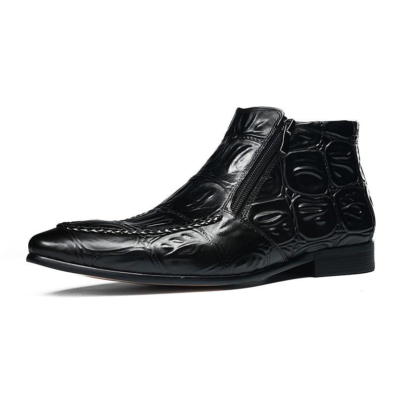 fashion mens leather boots zip up Dress shoesyes