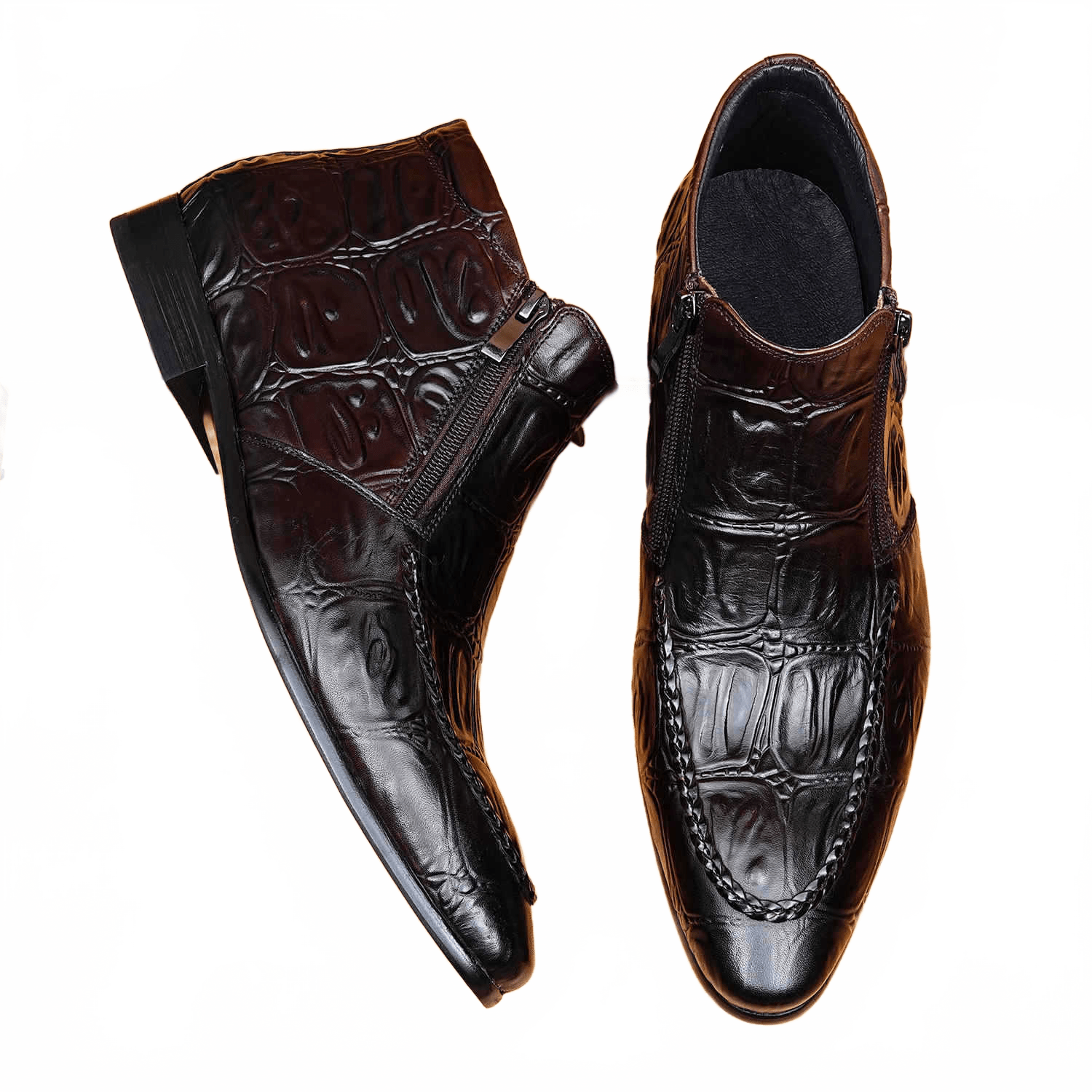 fashion mens leather boots zip up Dress shoesyes