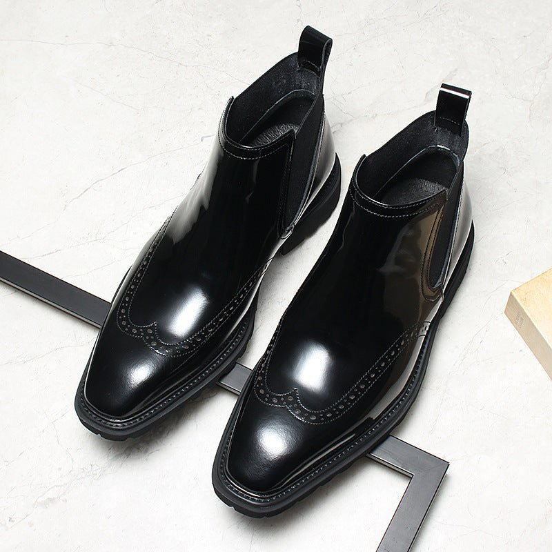 fashion mens short dress boots slip on chelsea bootyes