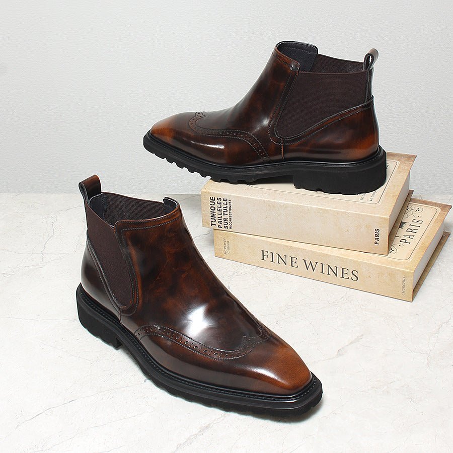 fashion mens short dress boots slip on chelsea bootyes