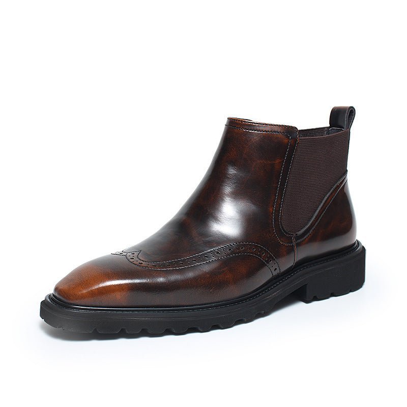 fashion mens short dress boots slip on chelsea bootyes