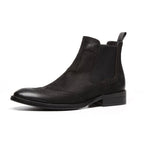 fashion mens slip on dress boots Genuine leather Ankle bootsyes