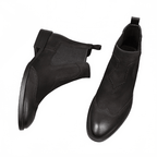 fashion mens slip on dress boots Genuine leather Ankle bootsyes
