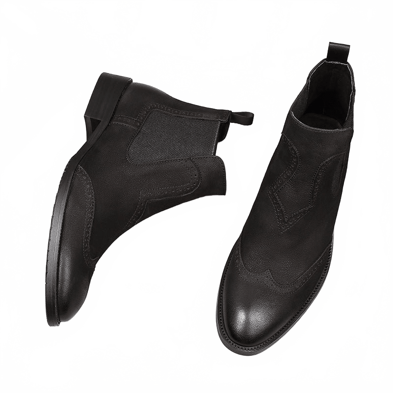 fashion mens slip on dress boots Genuine leather Ankle bootsyes