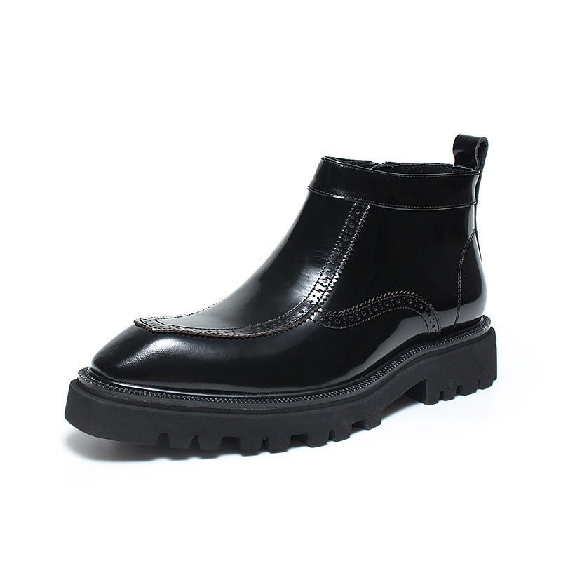 fashion mens zip up dress boots thick - soled Chelsea bootsyes