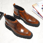 fashion mens zip up dress boots thick - soled Chelsea bootsyes