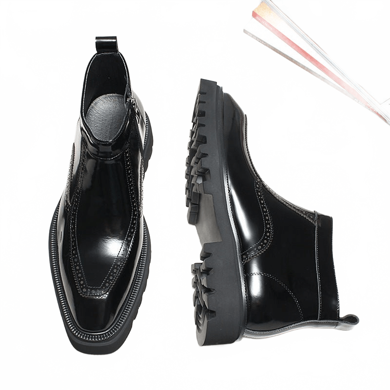 fashion mens zip up dress boots thick - soled Chelsea bootsyes