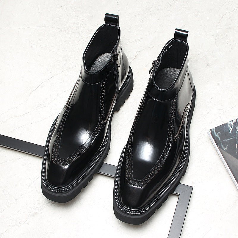 fashion mens zip up dress boots thick - soled Chelsea bootsyes