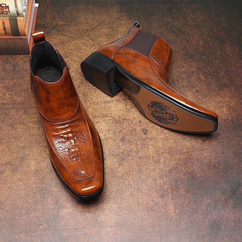 fashion slip on dress boots Genuine leather Chelsea boots