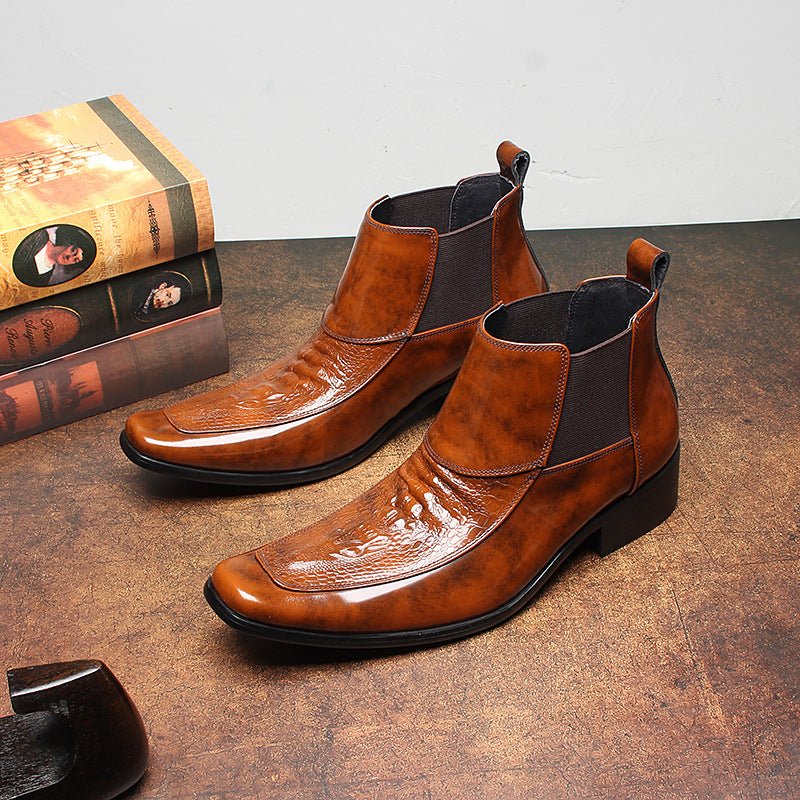 fashion slip on dress boots Genuine leather Chelsea boots