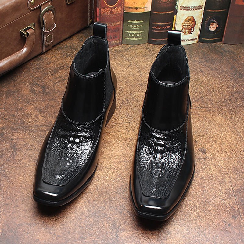 fashion slip on dress boots Genuine leather Chelsea boots