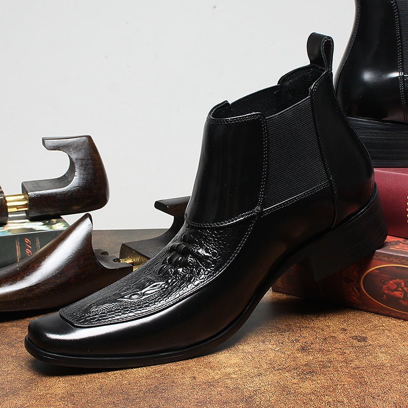 fashion slip on dress boots Genuine leather Chelsea bootsyes