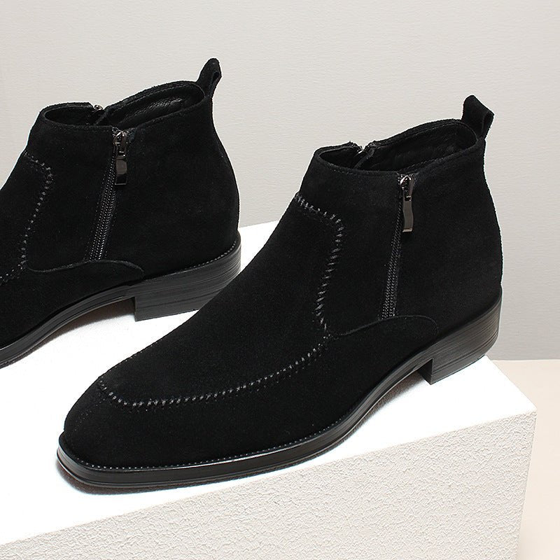 fashion Suede mens zip up dress boots Chelsea boots