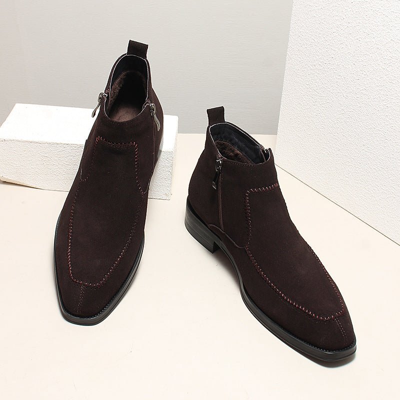 fashion Suede mens zip up dress boots Chelsea boots