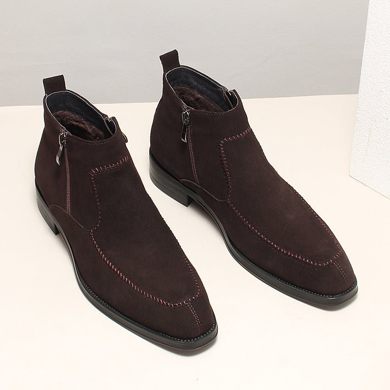 fashion Suede mens zip up dress boots Chelsea bootsyes