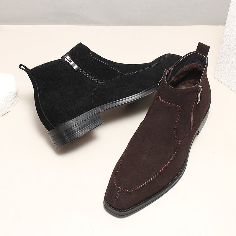 fashion Suede mens zip up dress boots Chelsea bootsyes