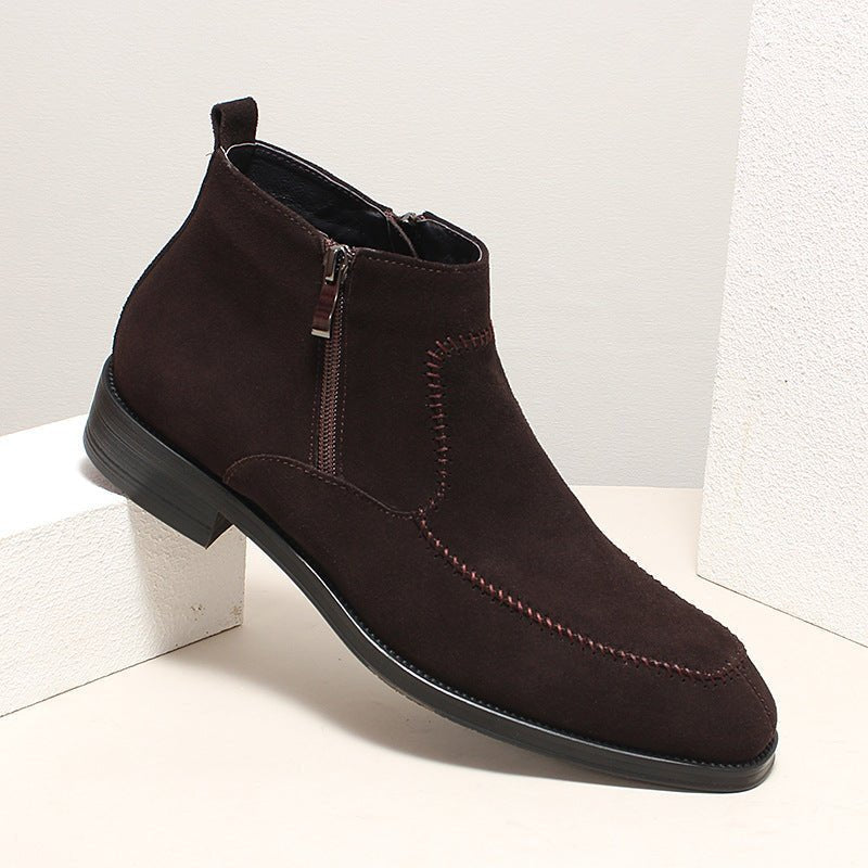fashion Suede mens zip up dress boots Chelsea bootsyes