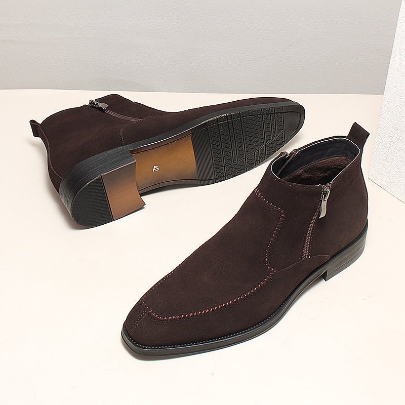 fashion Suede mens zip up dress boots Chelsea bootsyes