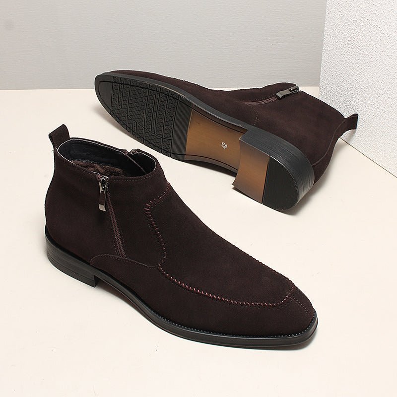 fashion Suede mens zip up dress boots Chelsea bootsyes