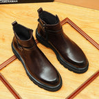 fashion zip men's dress boots With buckle Ankle bootsyes