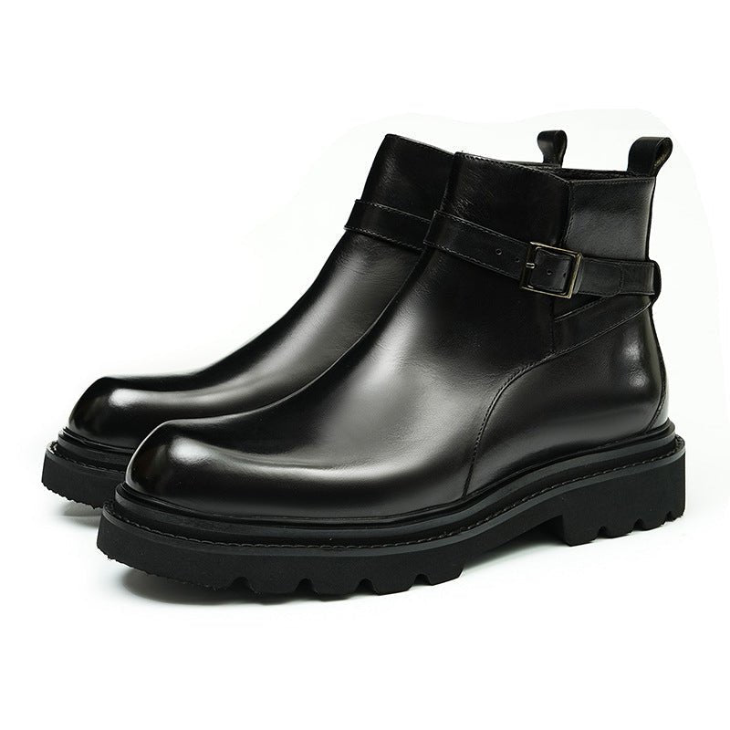 fashion zip men's dress boots With buckle Ankle bootsyes