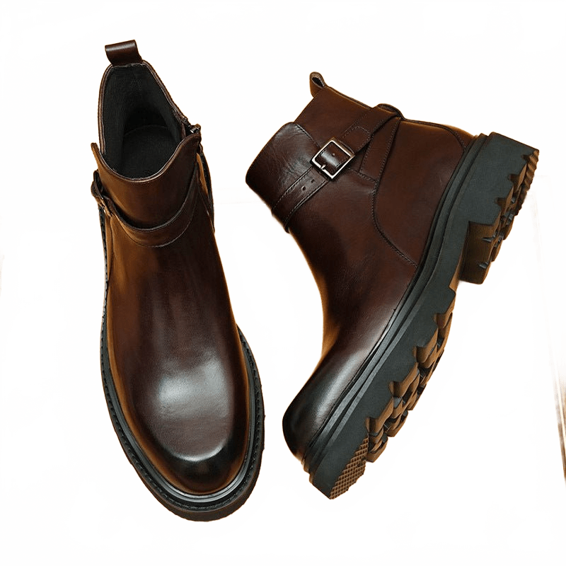 fashion zip men's dress boots With buckle Ankle bootsyes