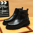 fashion zip men's dress boots With buckle Ankle bootsyes