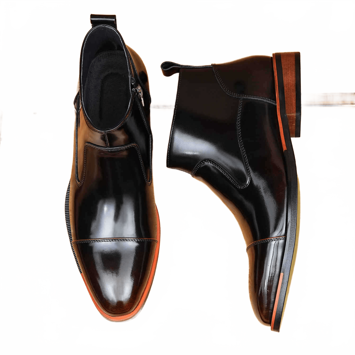 fashion zip mens leather boots Toe cap Ankle bootsyes