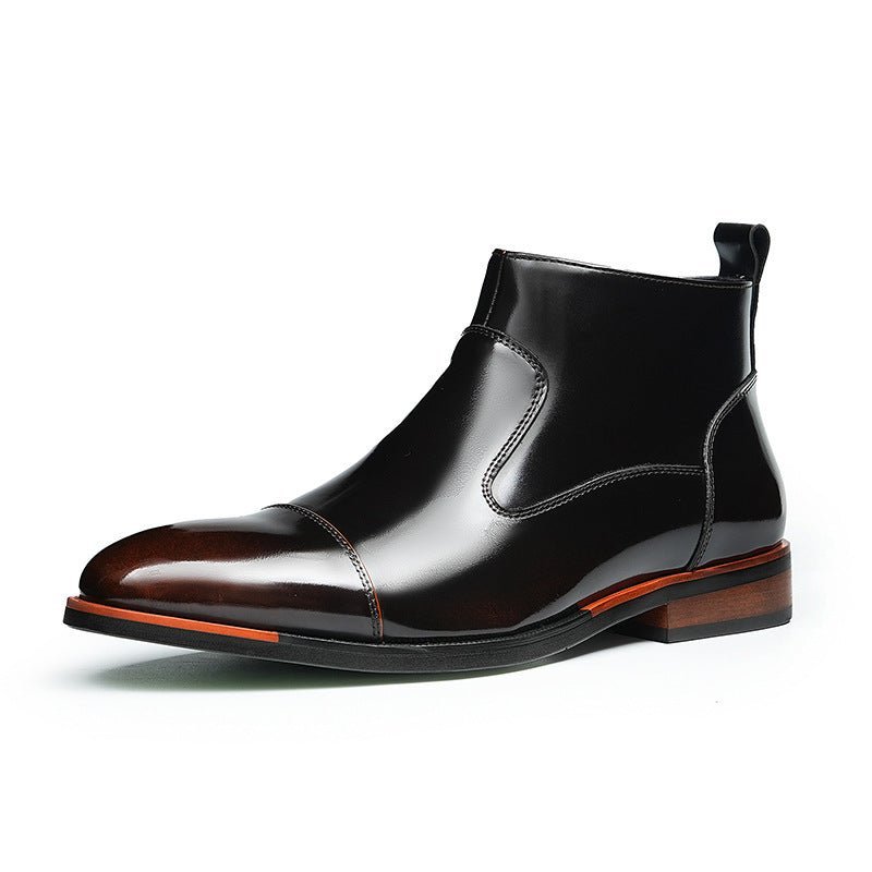 fashion zip mens leather boots Toe cap Ankle bootsyes