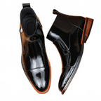 fashion zip mens leather boots Toe cap Ankle bootsyes