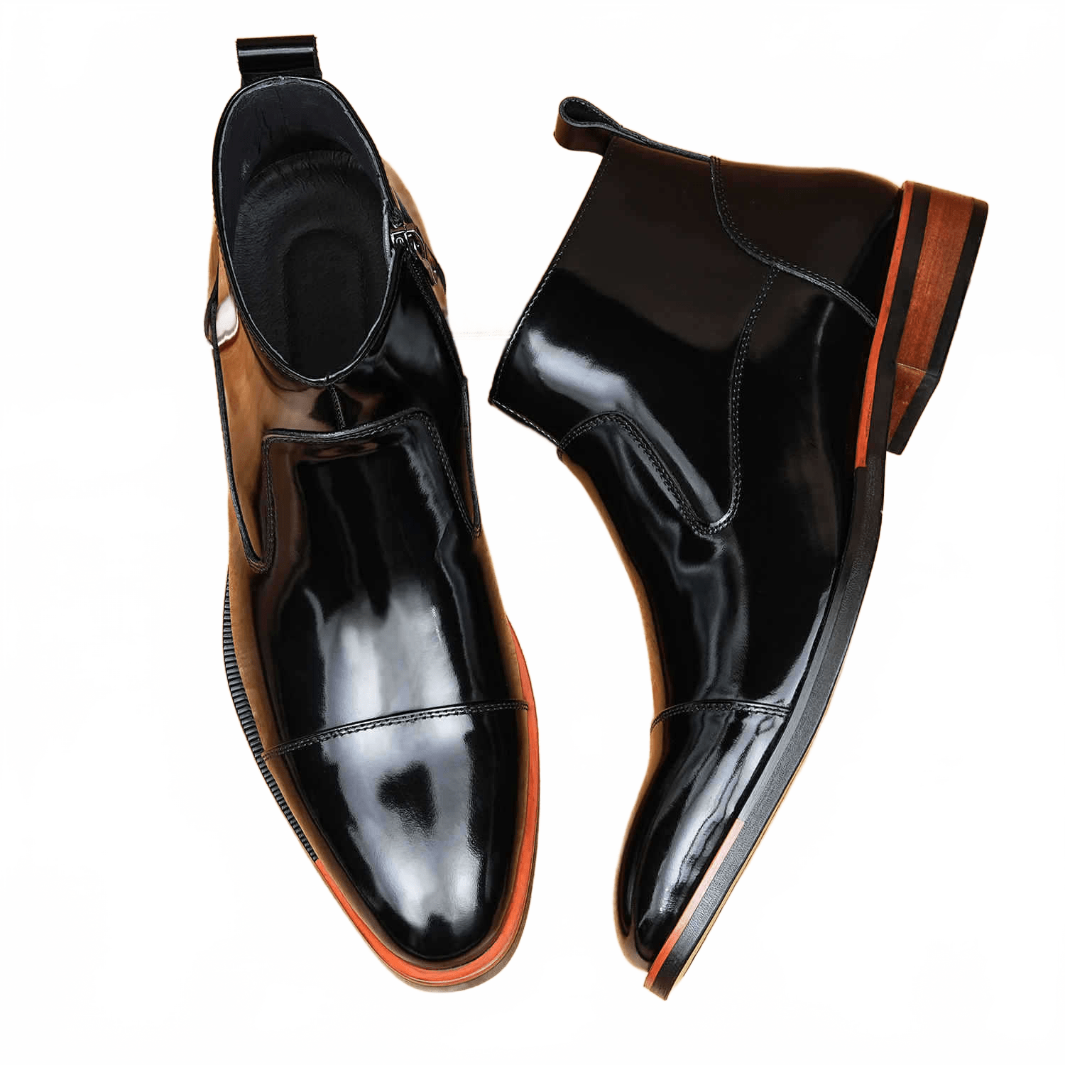 fashion zip mens leather boots Toe cap Ankle bootsyes