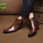 fashion zip up dress boots mens Genuine leather Ankle bootsyes