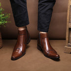 fashion zip up dress boots mens Genuine leather Ankle bootsyes