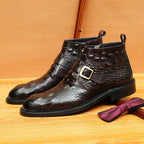 fashion zip up dress boots mens With buckle Ankle bootsyes