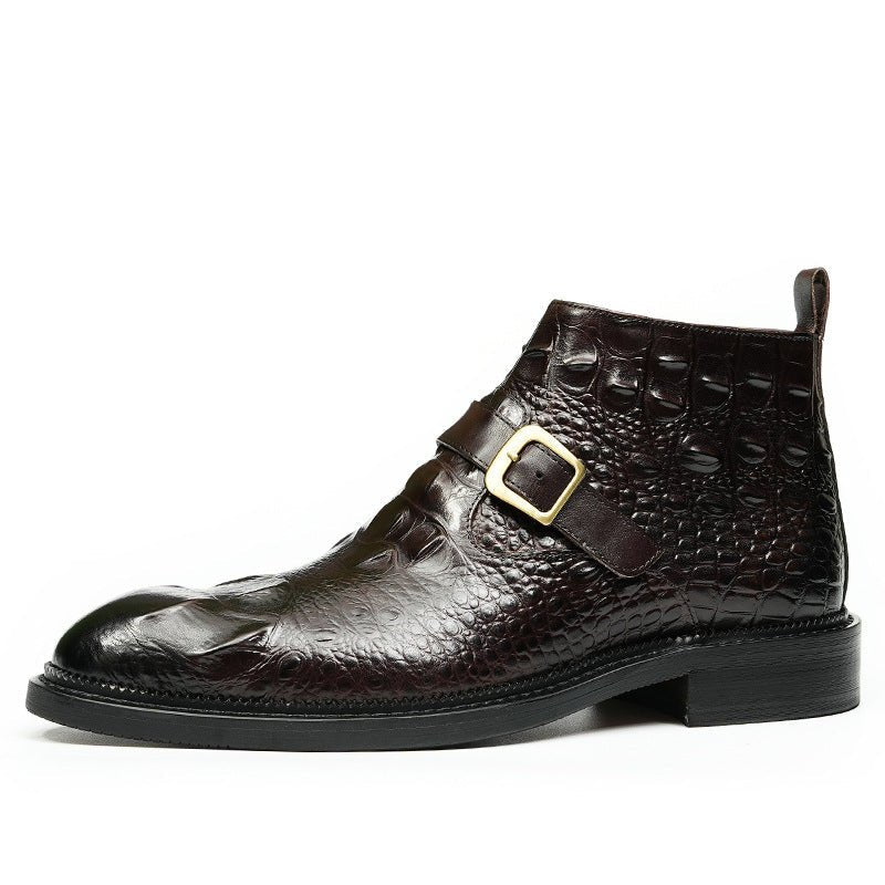 fashion zip up dress boots mens With buckle Ankle bootsyes