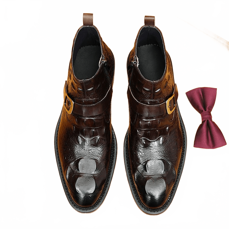 fashion zip up dress boots mens With buckle Ankle bootsyes