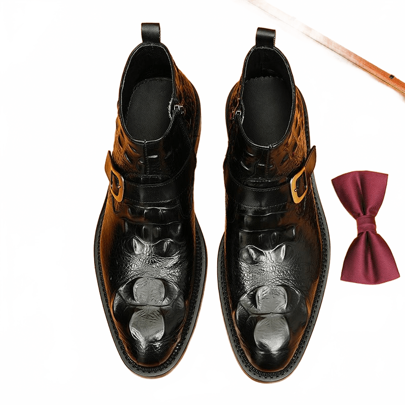 fashion zip up dress boots mens With buckle Ankle bootsyes