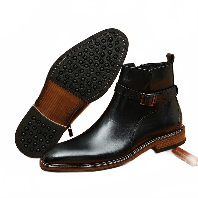 fashion zipper boots mens leather buckle Dress shoesyes