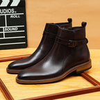 fashion zipper boots mens leather buckle Dress shoesyes