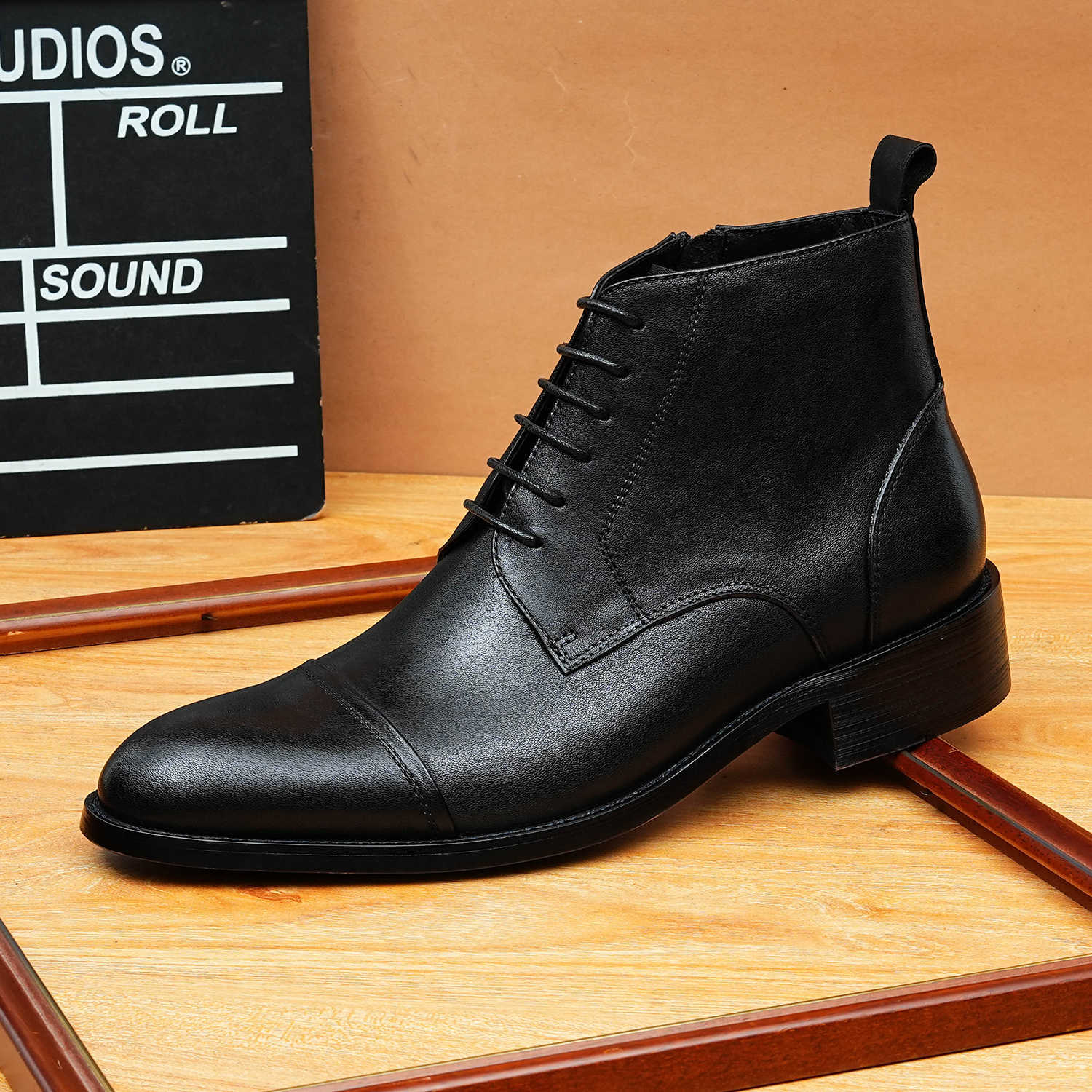formal dress boots men zipper lace up Ankle bootsyes