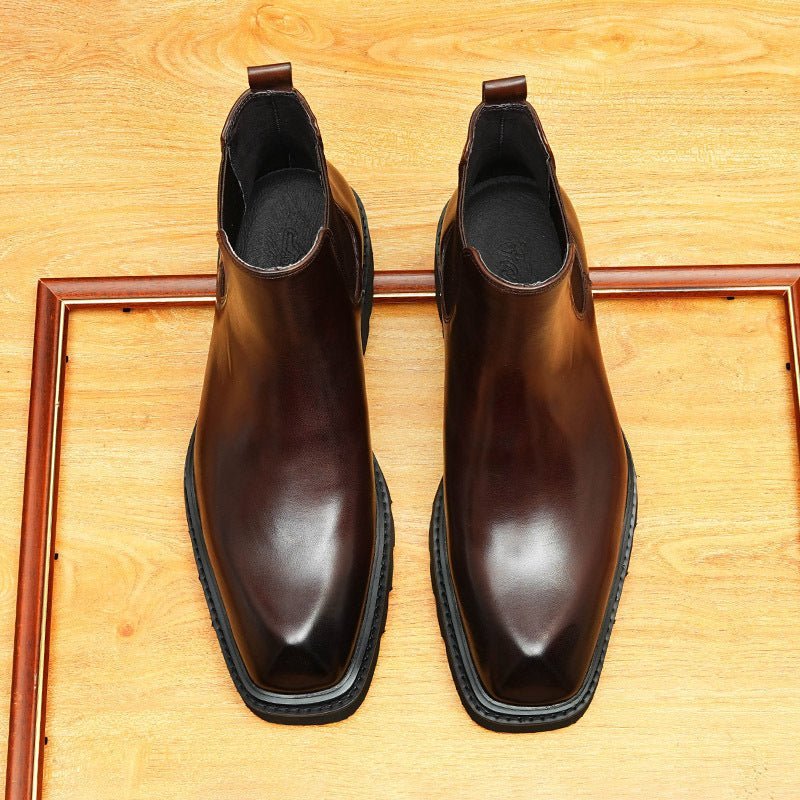 formal leather boots for men slip on thick sole chelseayes