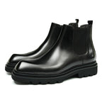 formal leather boots for men slip on thick sole chelseayes