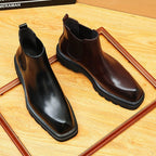 formal leather boots for men slip on thick sole chelseayes