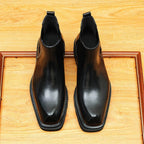 formal leather boots for men slip on thick sole chelseayes