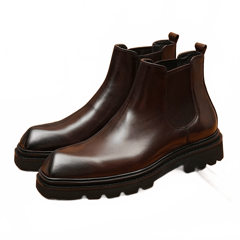 formal leather boots for men slip on thick sole chelseayes