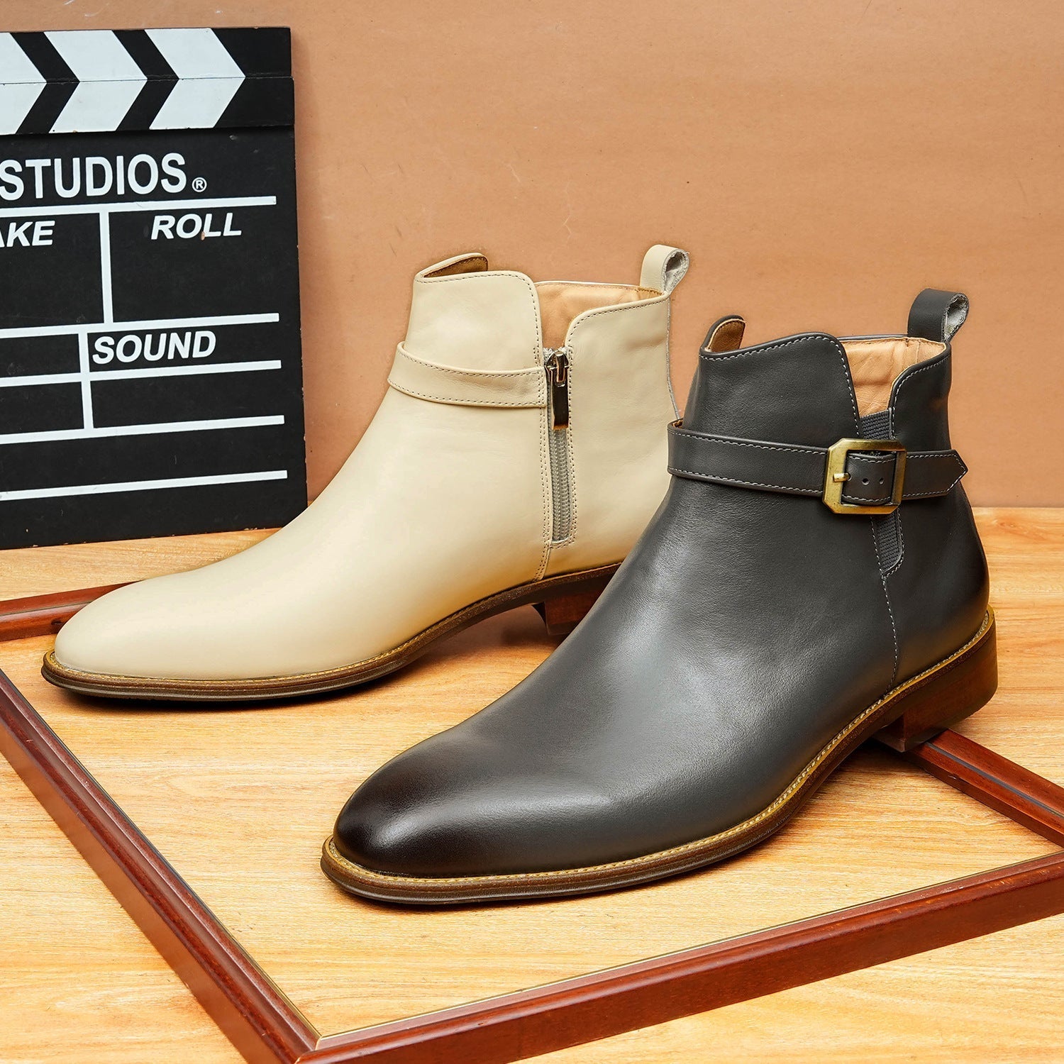 formal men's boots fashion zipper buckle Dress shoesyes