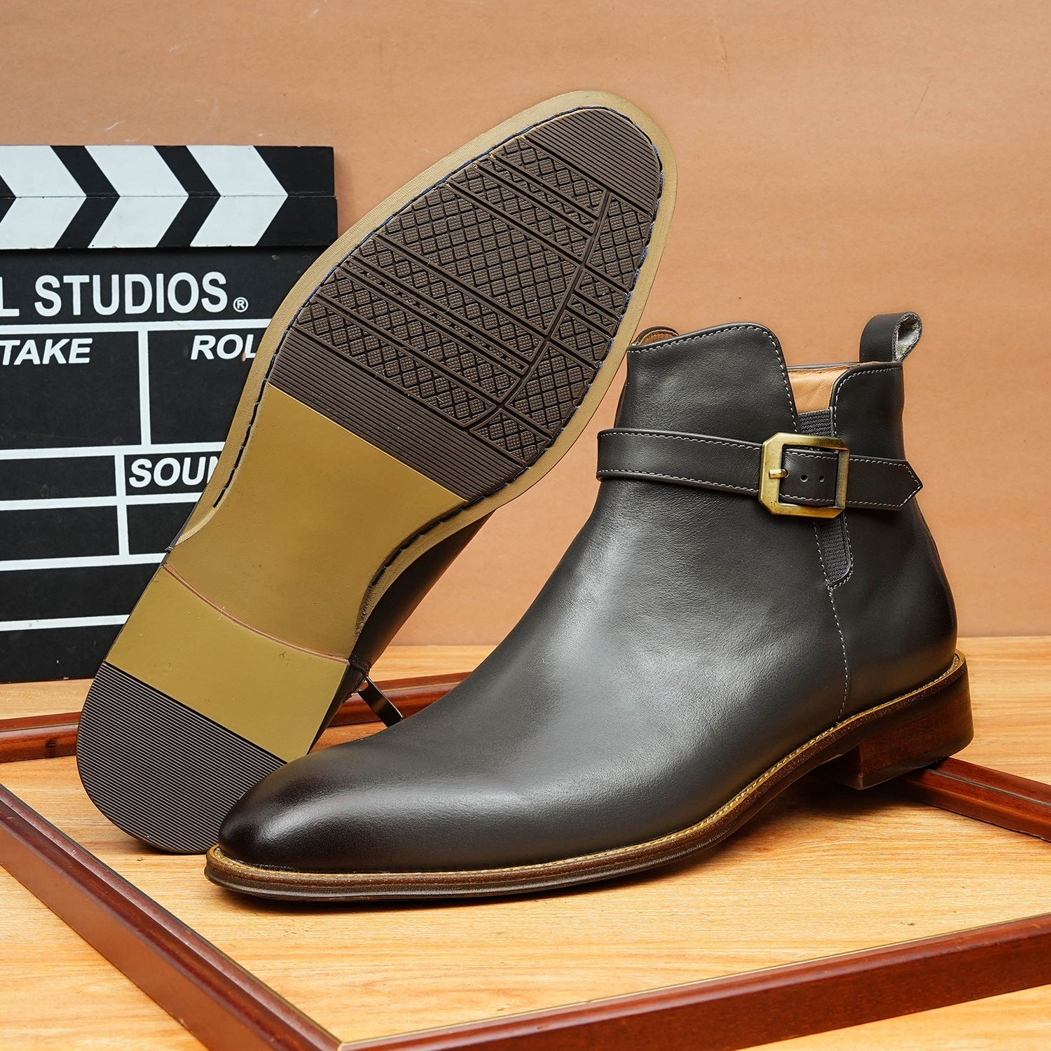 formal men's boots fashion zipper buckle Dress shoesyes