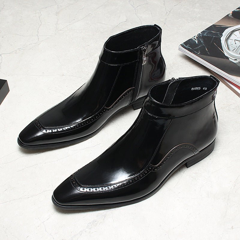 Genuine leather zipper leather boots for men Ankle bootsyes