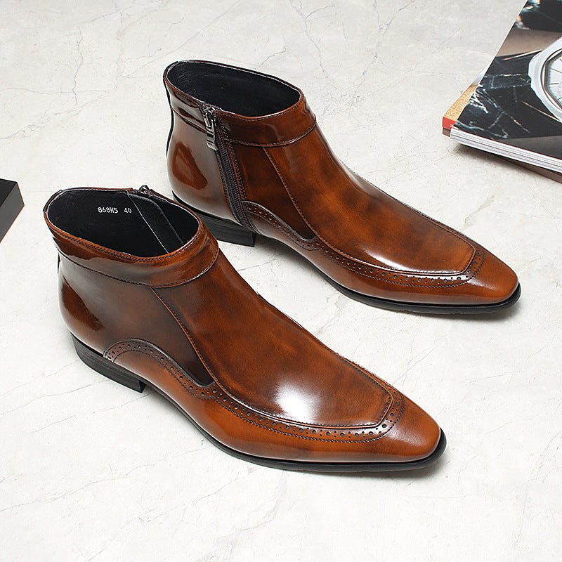Genuine leather zipper leather boots for men Ankle bootsyes